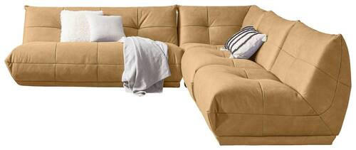 ECKSOFA Hellbraun Lederlook - Hellbraun, Trend, Textil (285/315cm) - Livetastic