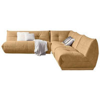 ECKSOFA in Lederlook Hellbraun  - Hellbraun, Trend, Textil (285/315cm) - Livetastic