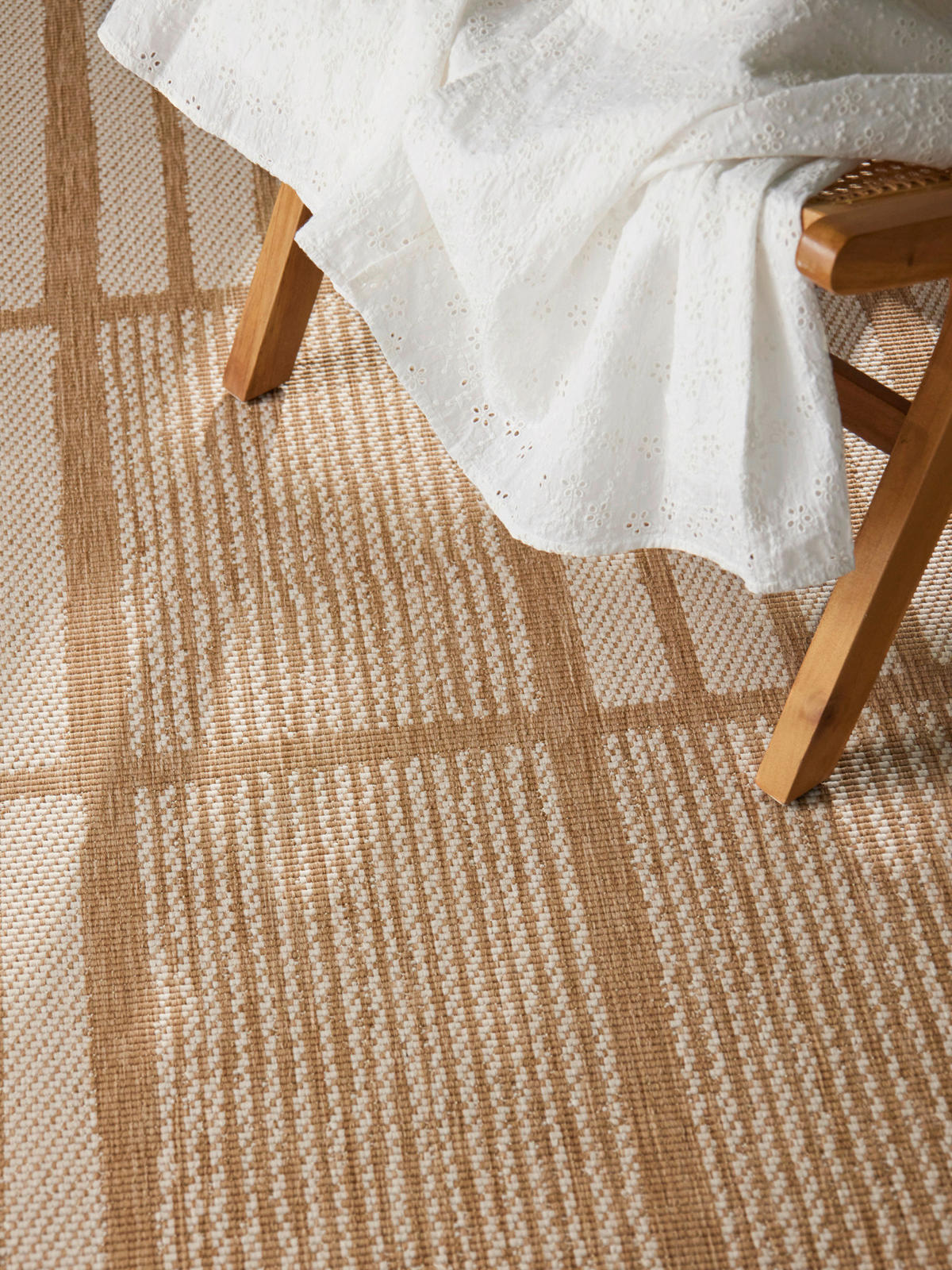 FLACHWEBETEPPICH 200/300 cm Haringey Weiß, Sandfarben rechteckig  - Sandfarben/Weiß, Design, Kunststoff (200/300cm)