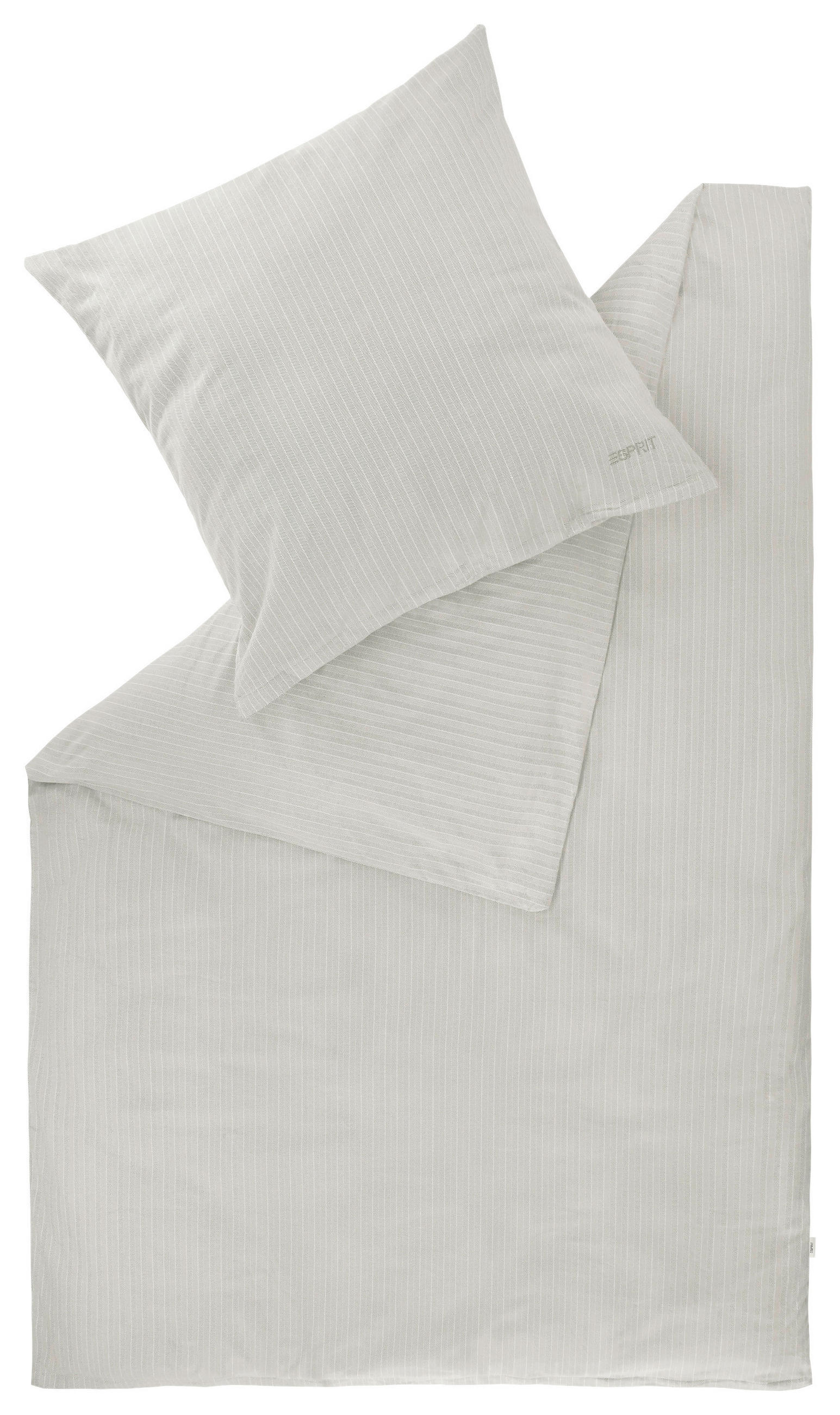 Esprit Bettwäsche E-Herringbone Grau, Hellgrau 155x220 cm