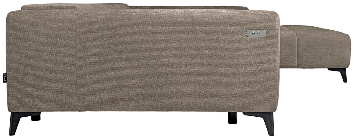 ECKSOFA Taupe Chenille  - Taupe/Schwarz, KONVENTIONELL, Kunststoff/Textil (279/222cm) - Hom`in