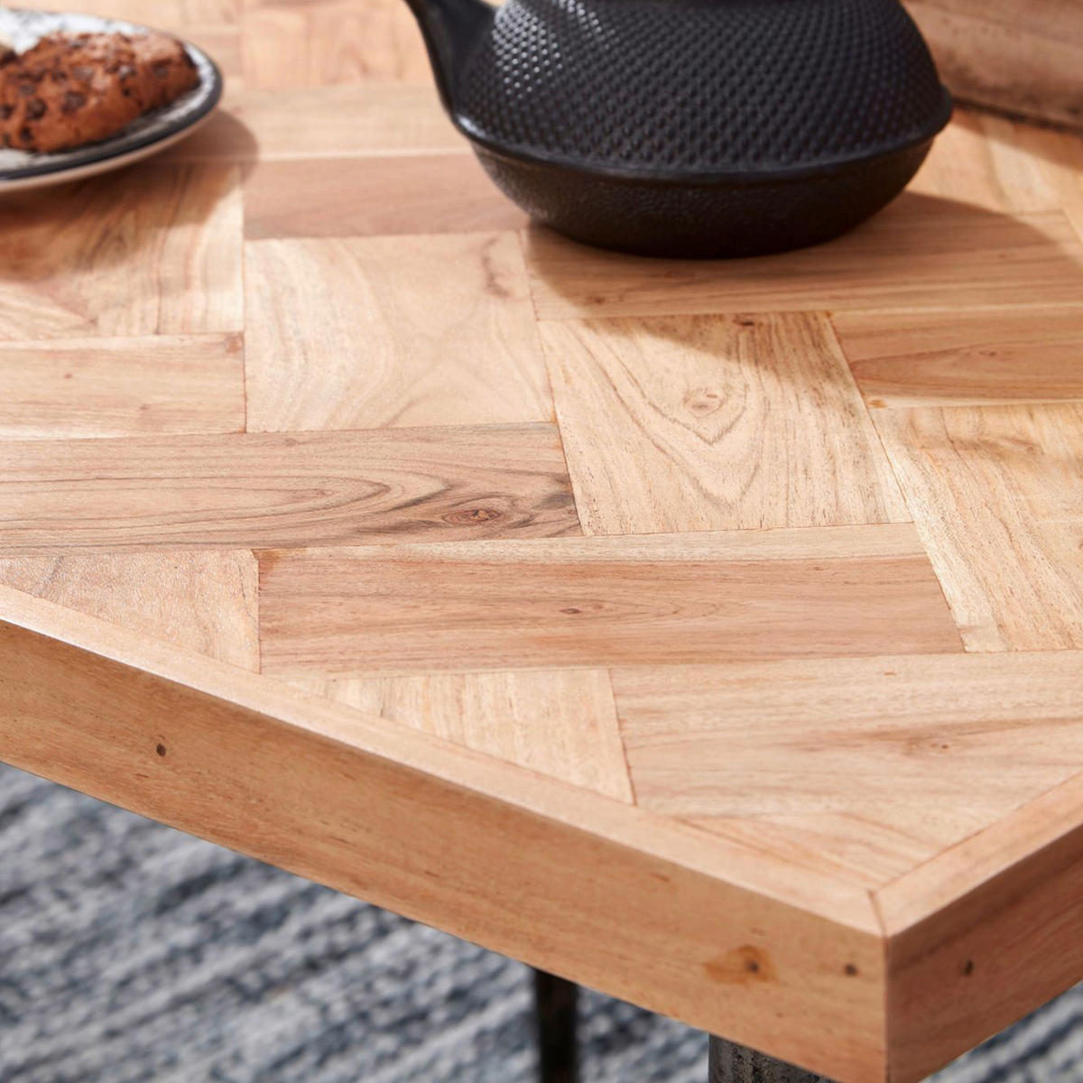 ESSTISCH in Holz 80/80/76 cm  - Schwarz/Akaziefarben, Design, Holz/Metall (80/80/76cm) - MID.YOU