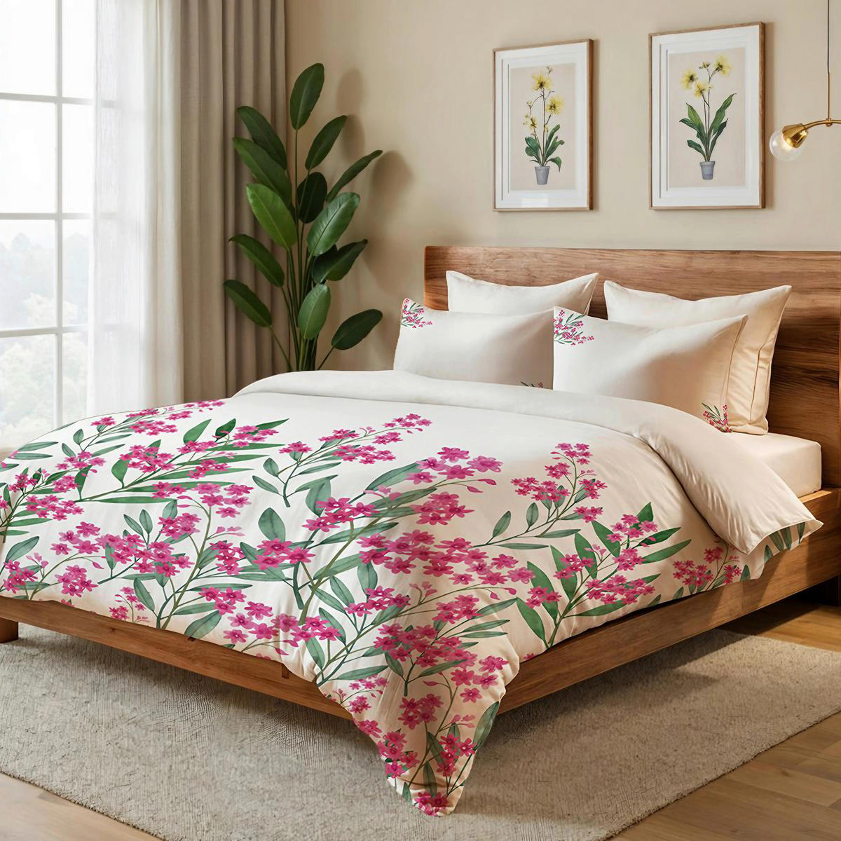 BETTWÄSCHE 135/200 cm  - Pink/Creme, Basics, Textil (135/200cm)