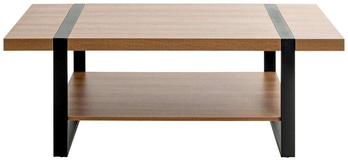 COUCHTISCH 120/60/45 cm rechteckig Schwarz, Eichefarben  - Eichefarben/Schwarz, Design, Holzwerkstoff/Metall (120/60/45cm)