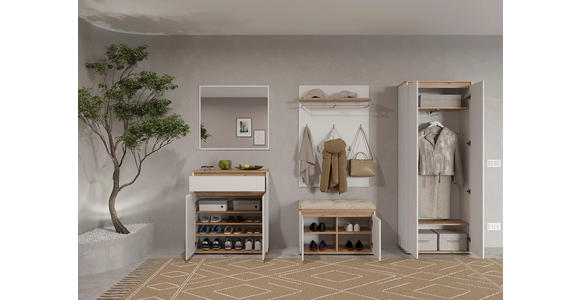 GARDEROBE  in 263,5/193/41,4 cm  - Weiß/Eiche Artisan, MODERN, Holzwerkstoff (263,5/193/41,4cm) - Carryhome
