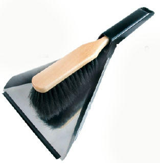 SÚPRAVA METLY A LOPATKY - čierna/strieborná, Basics, kov/drevo (41/24cm)