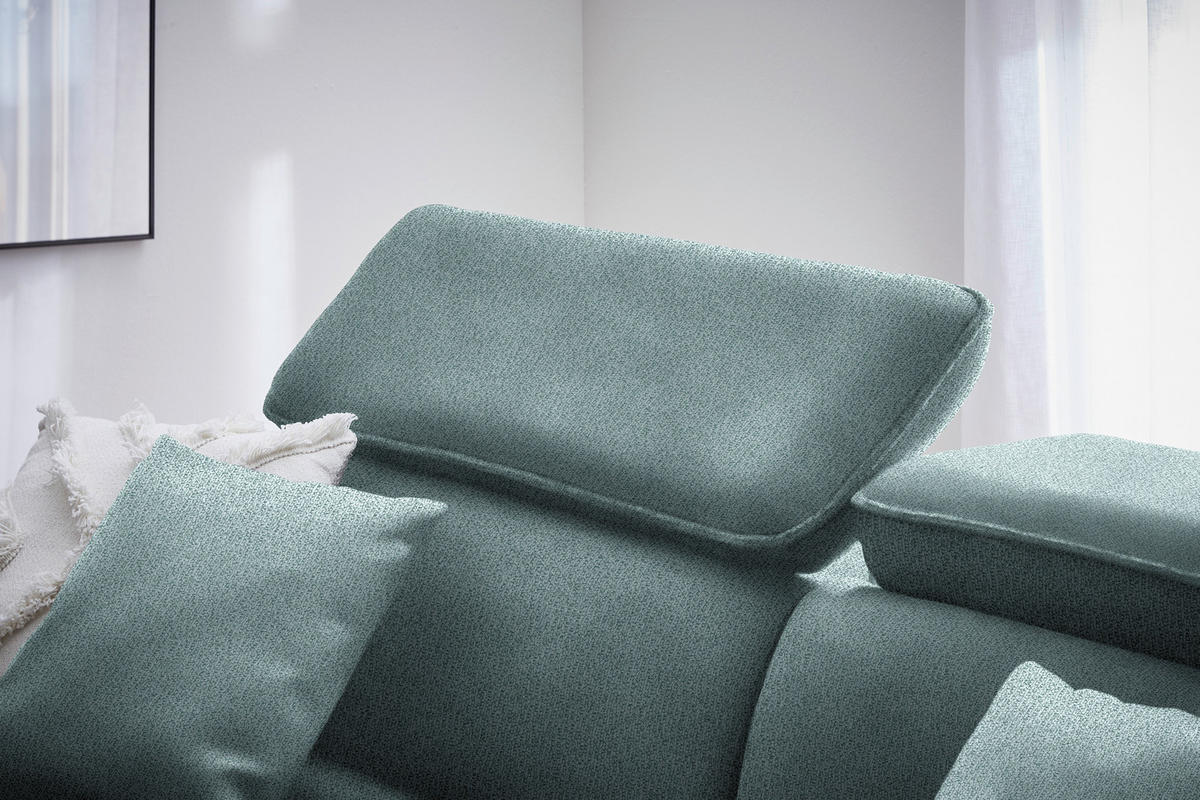 ECKSOFA in Flachgewebe Hellblau  - Schwarz/Hellblau, Design, Holz/Textil (185/232cm) - Stylife