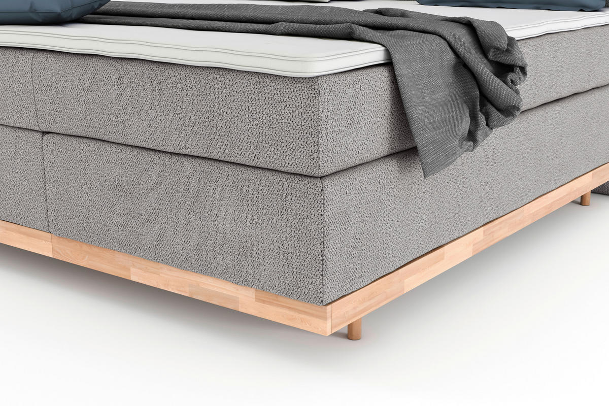 BOXSPRINGBETT 200/200 cm  in Beige  - Eichefarben/Beige, KONVENTIONELL, Holz/Textil (200/200cm) - Livetastic