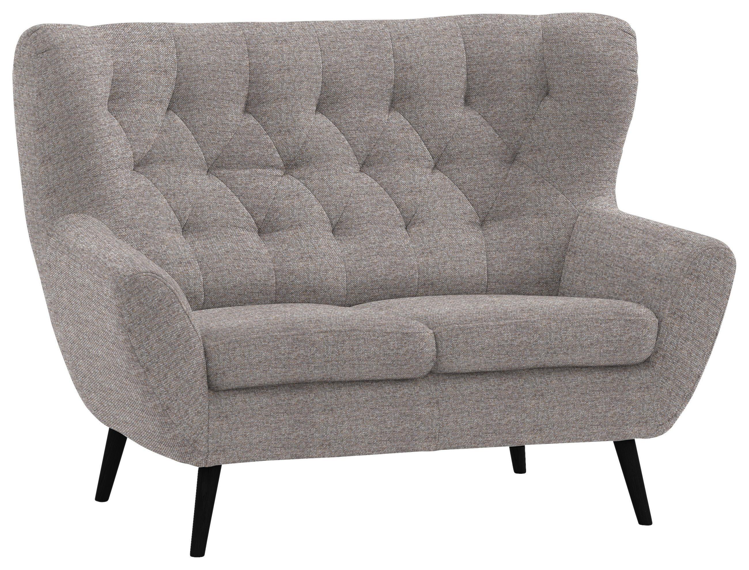 2-SITZER-SOFA Flachgewebe Taupe  - Taupe/Schwarz, Design, Holz/Textil (137/101/95cm) - Stylife