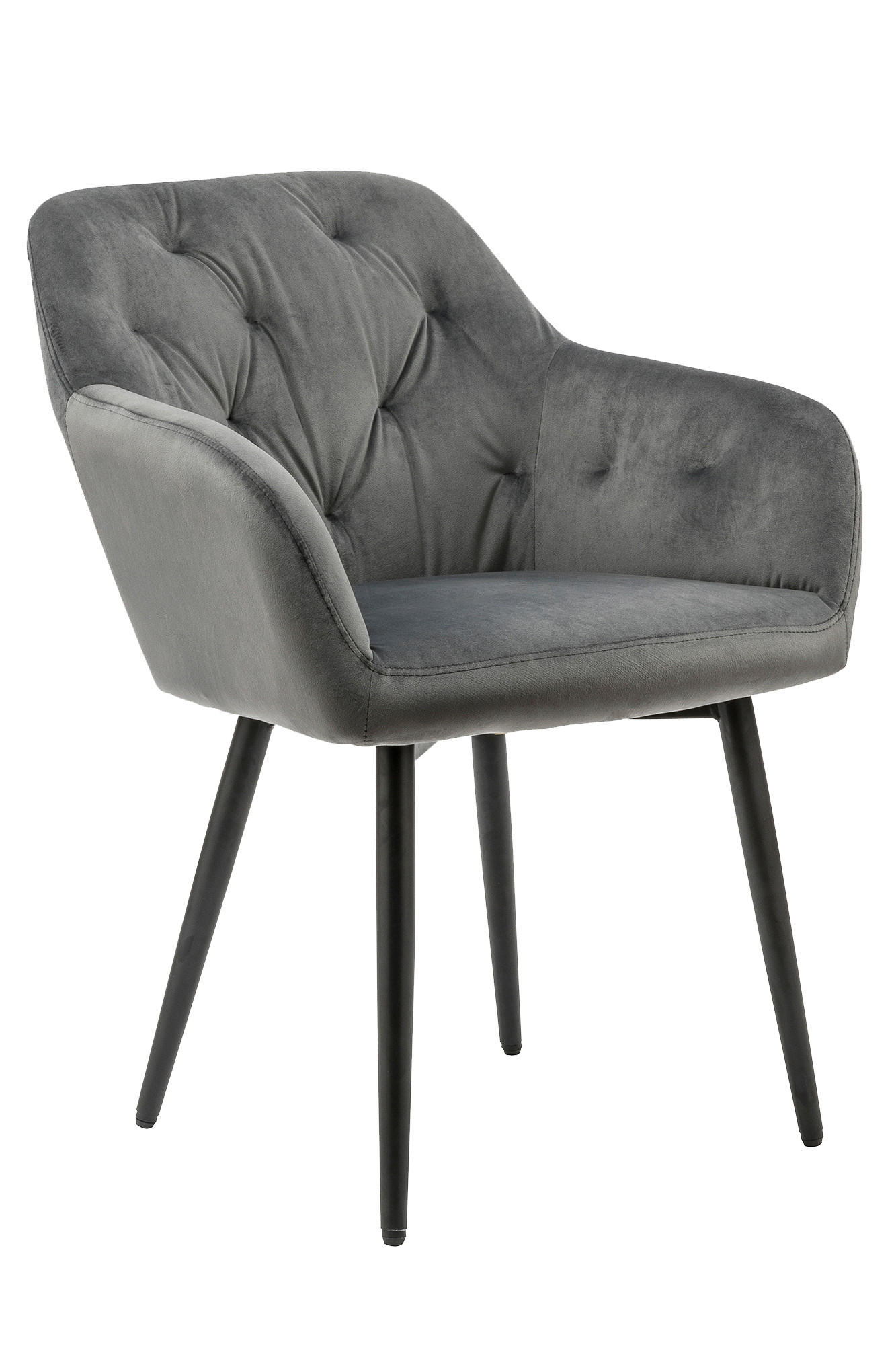 ARMLEHNSTUHL  in Samt  - Schwarz/Grau, MODERN, Textil/Metall (61/85/45cm) - Livetastic