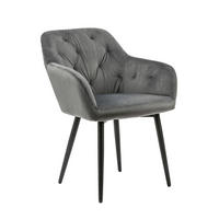 ARMLEHNSTUHL  in Samt  - Schwarz/Grau, MODERN, Textil/Metall (61/85/45cm) - Livetastic