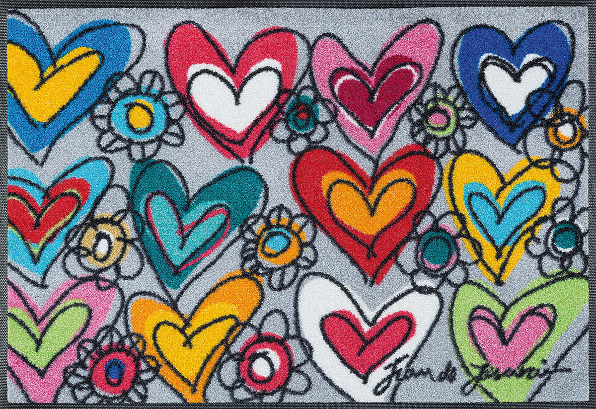 FUßMATTE 50/75 cm With Love, All Things  - Multicolor, Trend, Kunststoff/Textil (50/75cm) - wash+dry