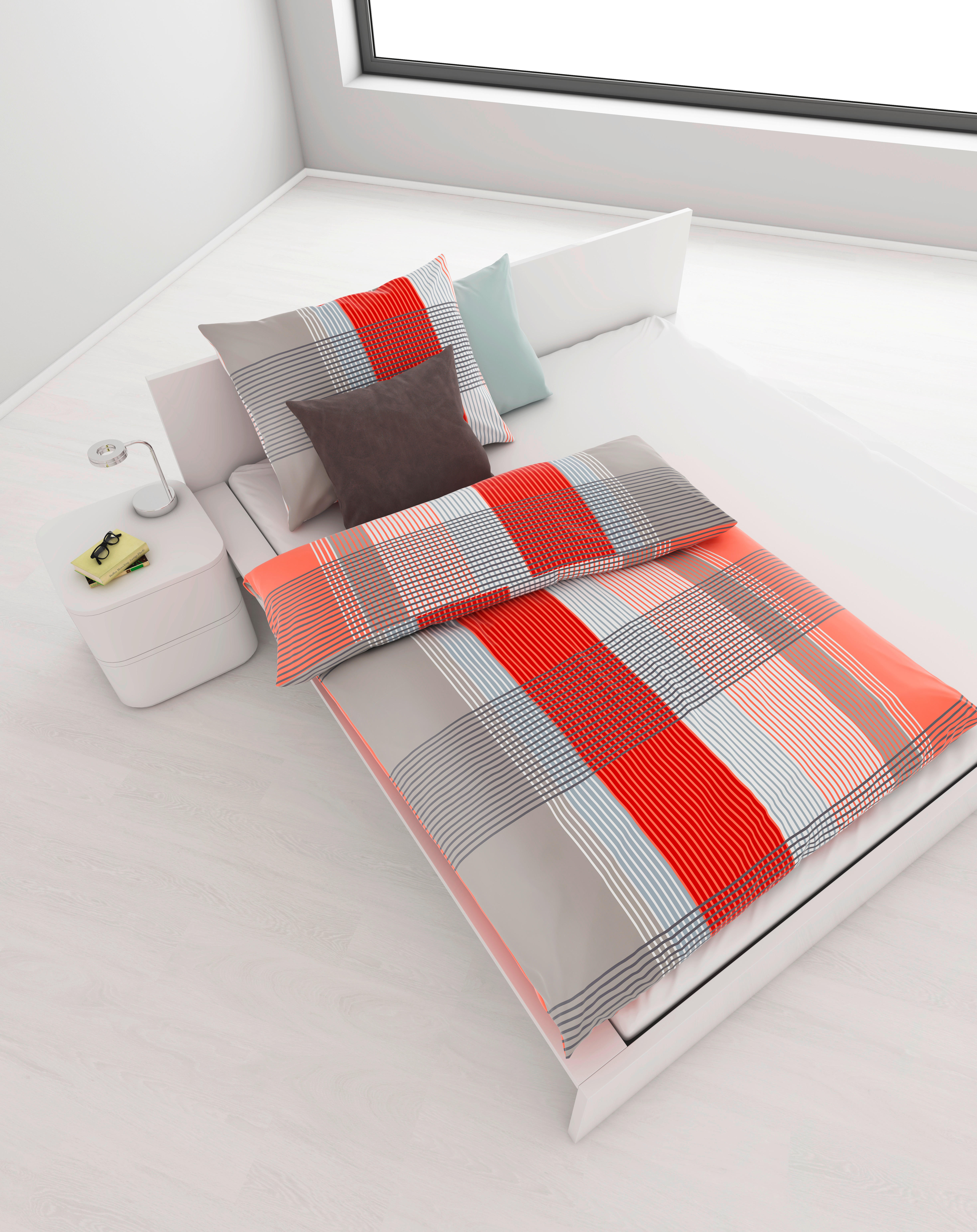POSTELJINA CHECKERS 140/200 cm saten crvena  - crvena, Konvencionalno, tekstil (140/200cm) - Boxxx