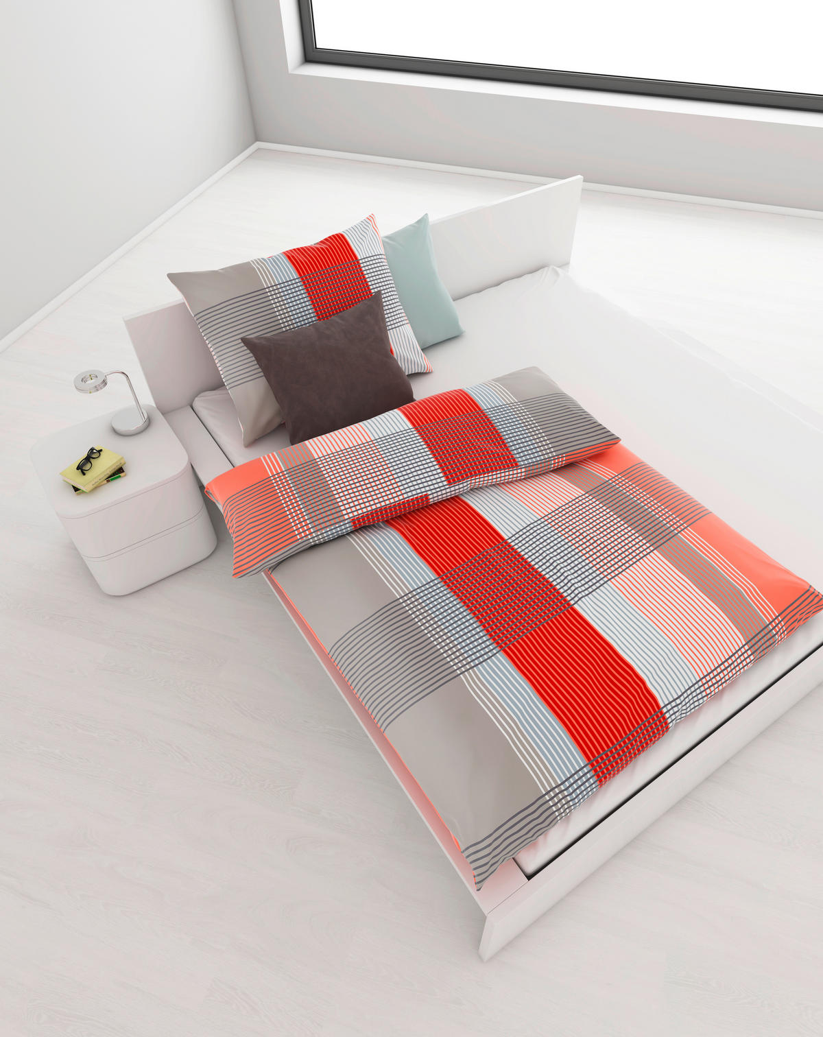 POSTELJINA CHECKERS 140/200 cm saten crvena  - crvena, Konvencionalno, tekstil (140/200cm) - Boxxx