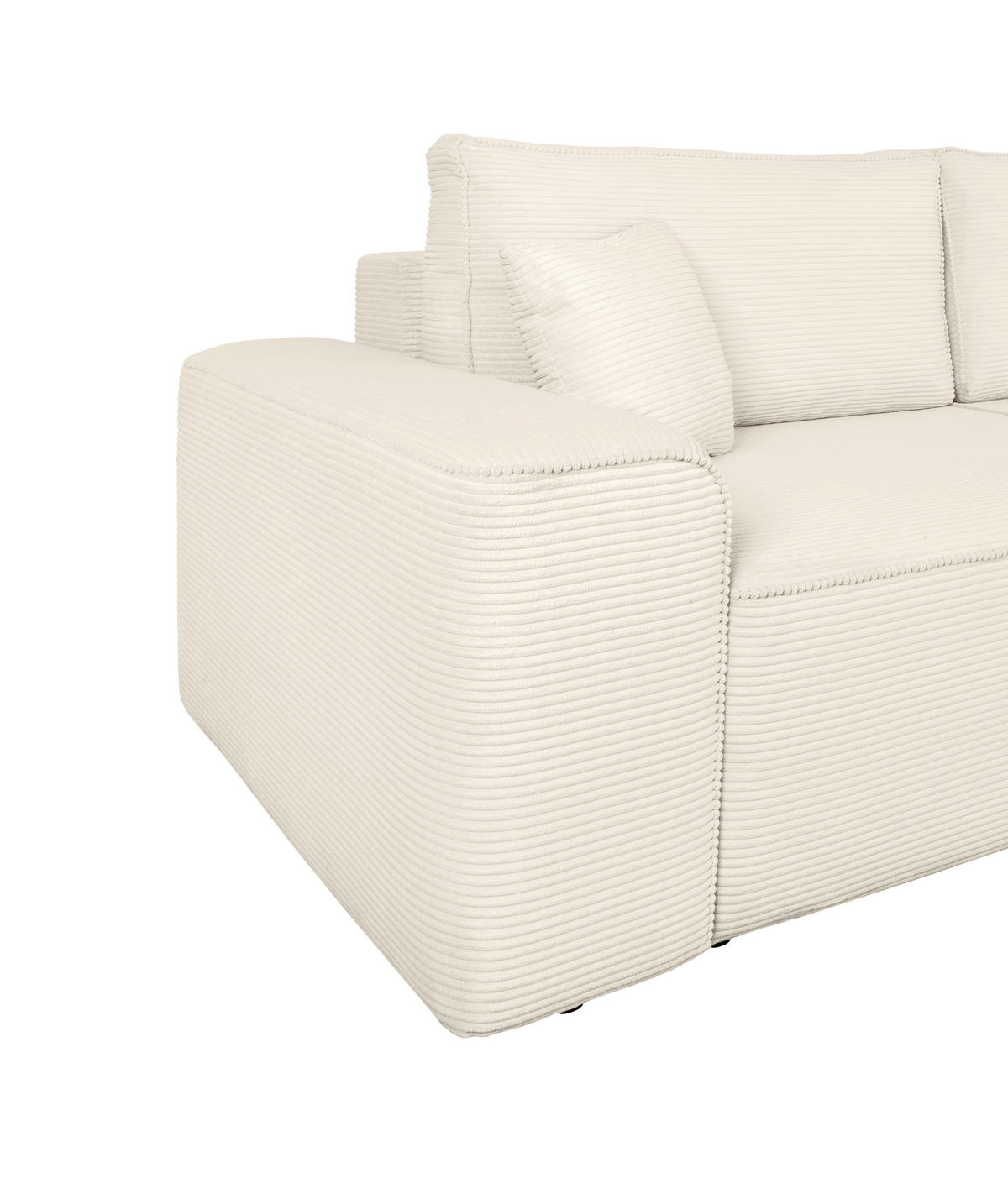 SCHLAFSOFA  mit Rücken echt, Armteil links, Armteil rechts Cord Creme  - Creme/Schwarz, Design, Kunststoff/Textil (261/95/108cm) - Xora