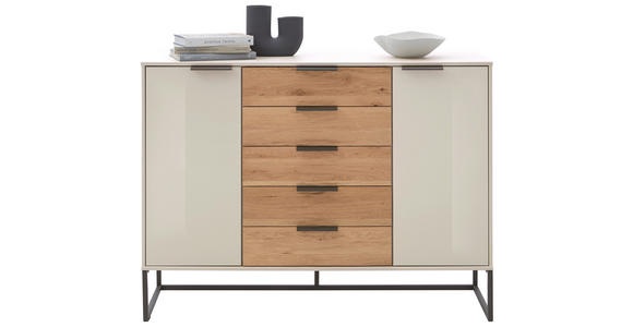 SIDEBOARD Eiche Anthrazit, Eichefarben, Champagner  - Schieferfarben/Champagner, Design, Glas/Holz (141/105/43cm) - Dieter Knoll