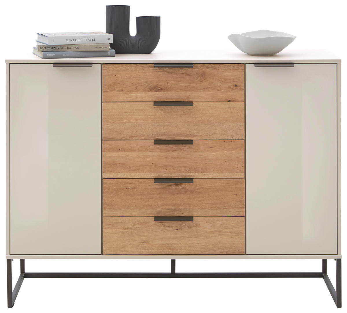 SIDEBOARD 141/105/43 cm  - Schieferfarben/Champagner, Design, Glas/Holz (141/105/43cm) - Dieter Knoll