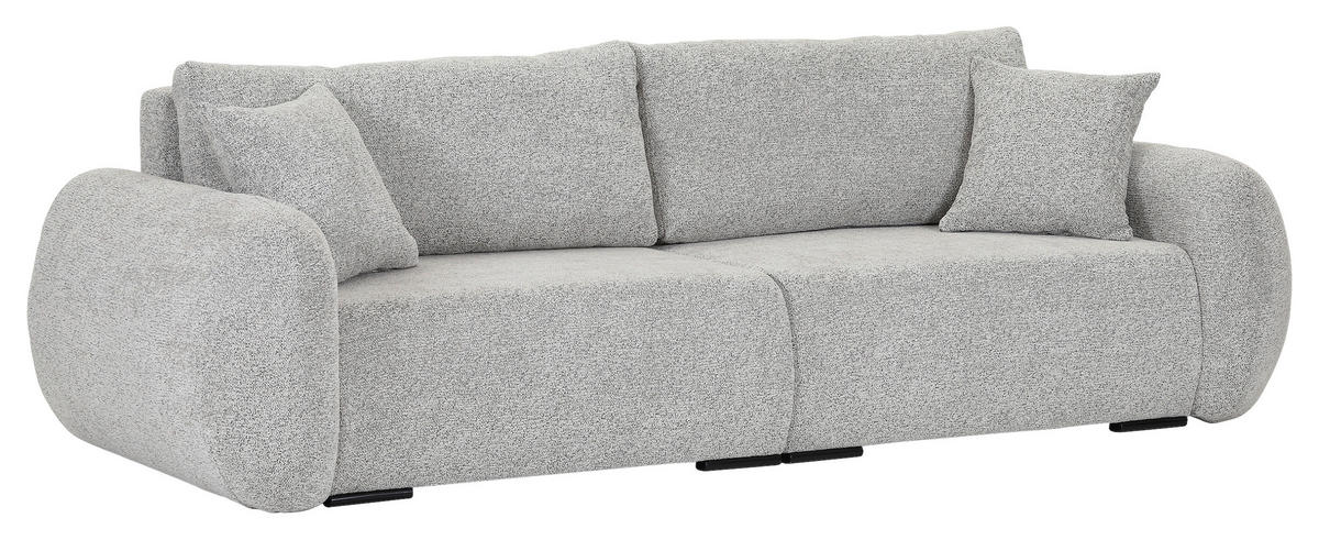 SCHLAFSOFA Flachgewebe Grau  inkl. Zierkissen, Rückenkissen, Bettkasten, Schlaffunktion, Rücken echt, Liegefläche im Originalstoff  - Schwarz/Grau, KONVENTIONELL, Kunststoff/Textil (250/74/92cm) - Carryhome