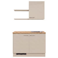 MINIKÜCHE 121,6 cm   in Eichefarben, Hellgrau  - Edelstahlfarben/Eichefarben, Basics, Holzwerkstoff/Metall (121,6cm) - Impuls