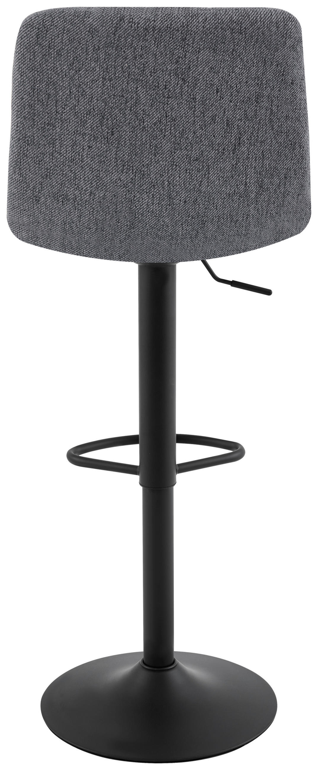 BARHOCKER Webstoff Grau, Schwarz Eisen Sitzfläche 360° drehbar  - Schwarz/Grau, Design, Textil/Metall (43/90-112/47cm) - Stylife