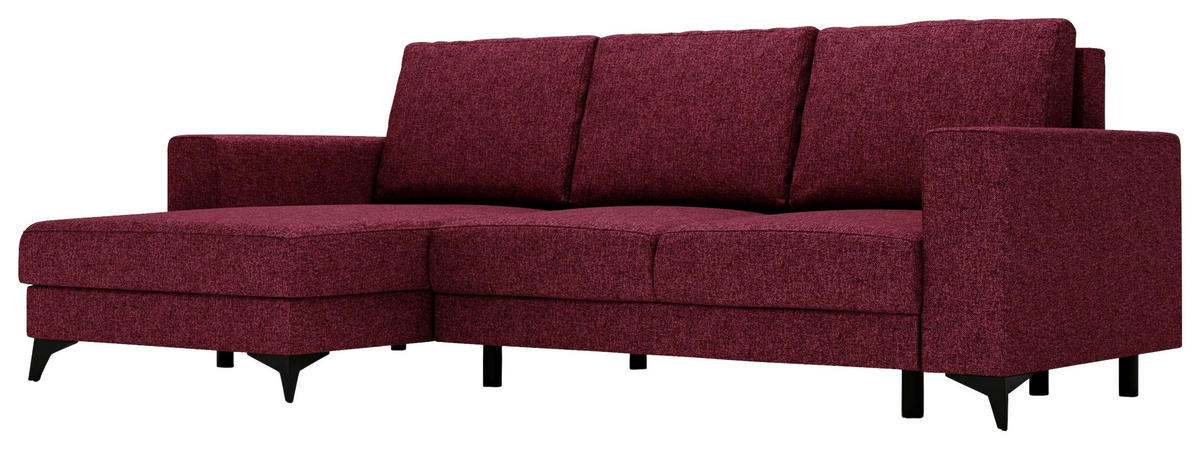 ECKSOFA in Flachgewebe Rot  - Rot/Schwarz, Design, Textil/Metall (156/244cm) - Livetastic