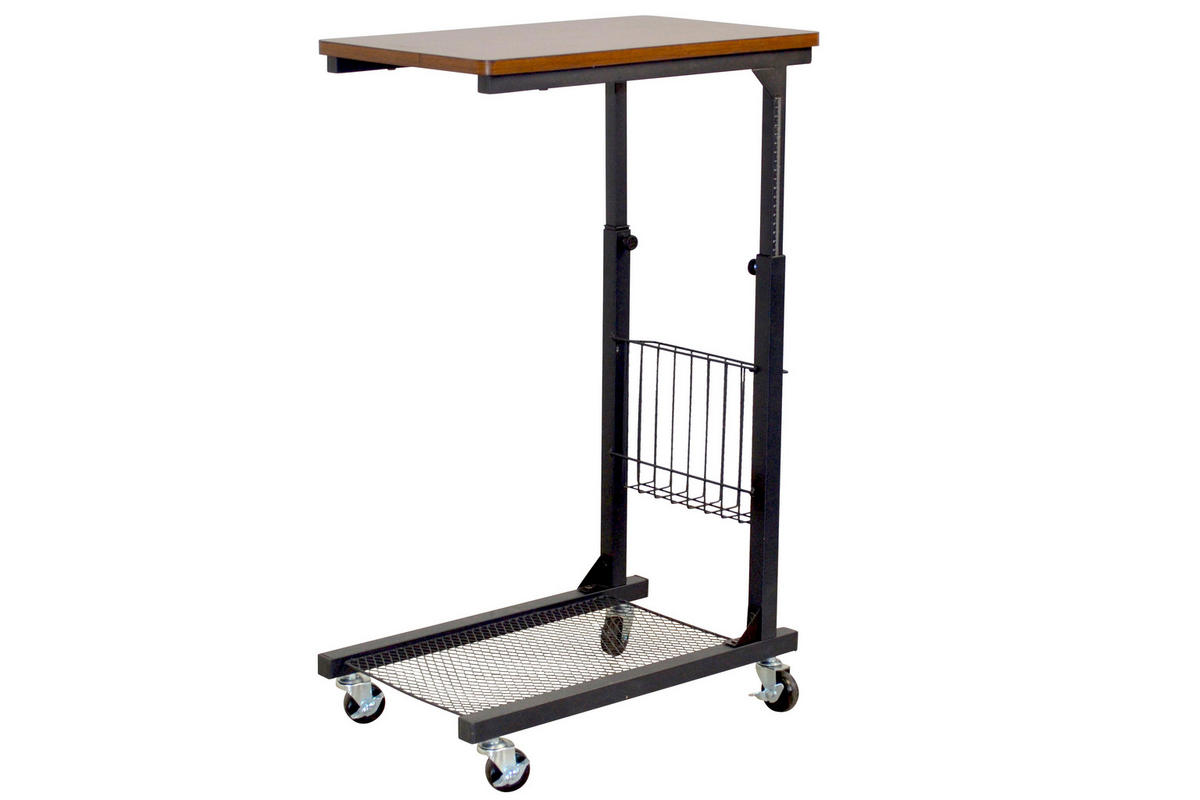 BEISTELLTISCH 49/30/61-81 cm Schwarz, Nussbaumfarben rechteckig  - Nussbaumfarben/Schwarz, Design, Holzwerkstoff/Kunststoff (49/30/61-81cm) - MID.YOU