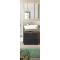 BADEZIMMER 2-teilig  in 60 cm  - Eiche dunkel/Schwarz, Basics, Holzwerkstoff/Kunststoff (60cm) - MID.YOU