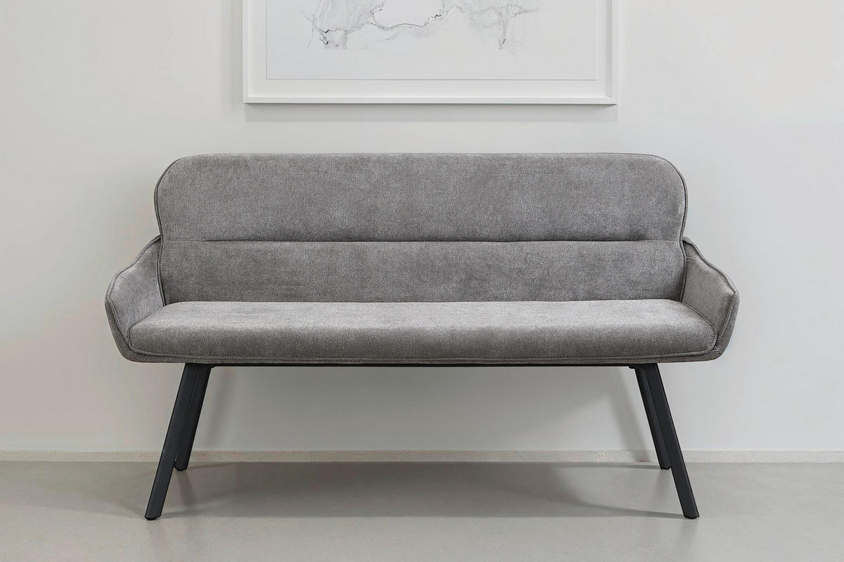 SITZBANK in Metall, Textil Schwarz, Dunkelgrau  - Dunkelgrau/Schwarz, MODERN, Textil/Metall (140/90/62cm) - MID.YOU