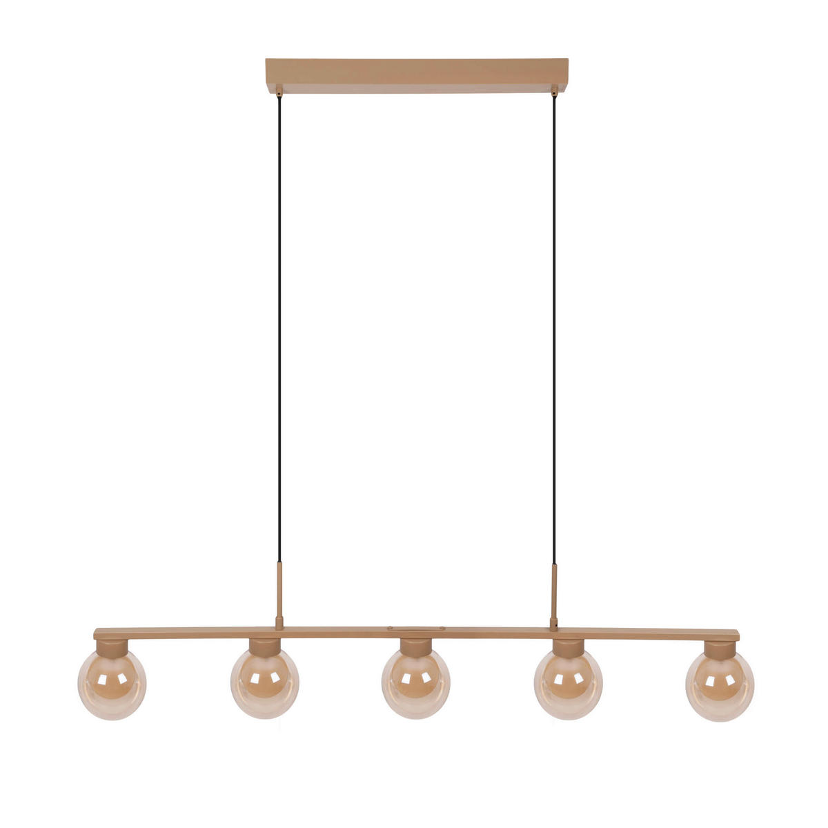 HÄNGELEUCHTE 5er Pendelleuchte DONIKA 116/12/150 cm   - Braun, KONVENTIONELL, Glas/Metall (116/12/150cm) - Näve