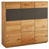 SCHUHSCHRANK Eiche massiv Grau, Eichefarben  - Eichefarben/Grau, Natur, Glas/Holz (129,8/123/38cm) - Waldwelt