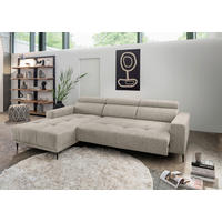 ECKSOFA Beige Chenille  - Beige/Schwarz, KONVENTIONELL, Textil/Metall (188/276cm) - Livetastic