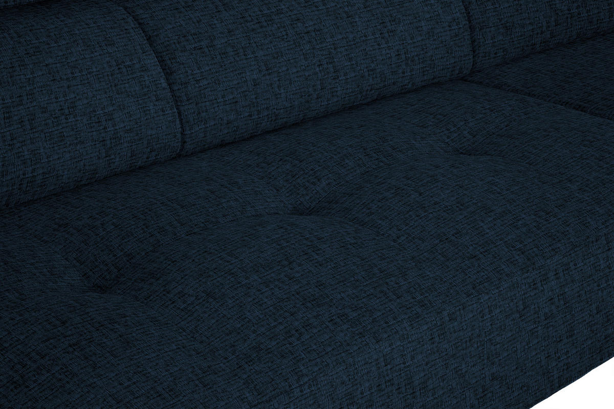 ECKSOFA in Chenille Dunkelblau  280/205 cm  - Schwarz/Dunkelblau, Design, Textil/Metall (280/205cm) - Xora