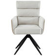 ARMLEHNSTUHL  Sitzfläche 360° drehbar, inklusive Armlehnen Webstoff, Leinenoptik  - Beige/Schwarz, Design, Textil/Metall (60/93/68cm) - Novel