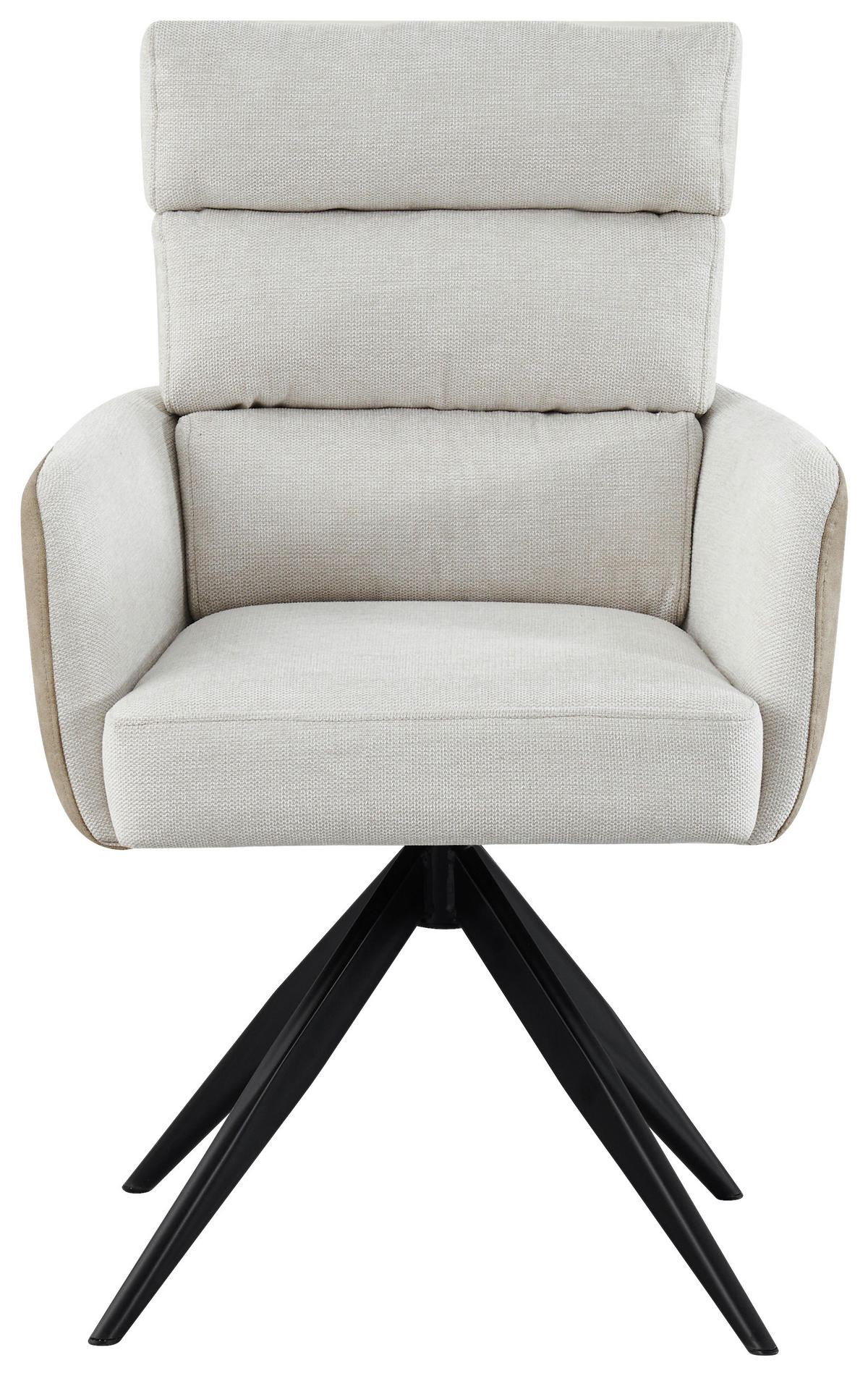 ARMLEHNSTUHL  Sitzfläche 360° drehbar, inklusive Armlehnen Webstoff, Leinenoptik  - Beige/Schwarz, Design, Textil/Metall (60/93/68cm) - Novel