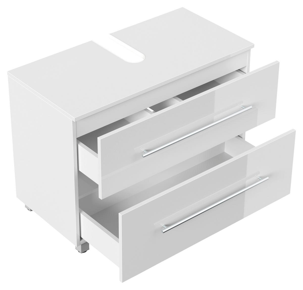 WASCHBECKENUNTERSCHRANK 85/63/41,6 cm  - Weiß Hochglanz/Silberfarben, MODERN, Holzwerkstoff/Metall (85/63/41,6cm) - MID.YOU