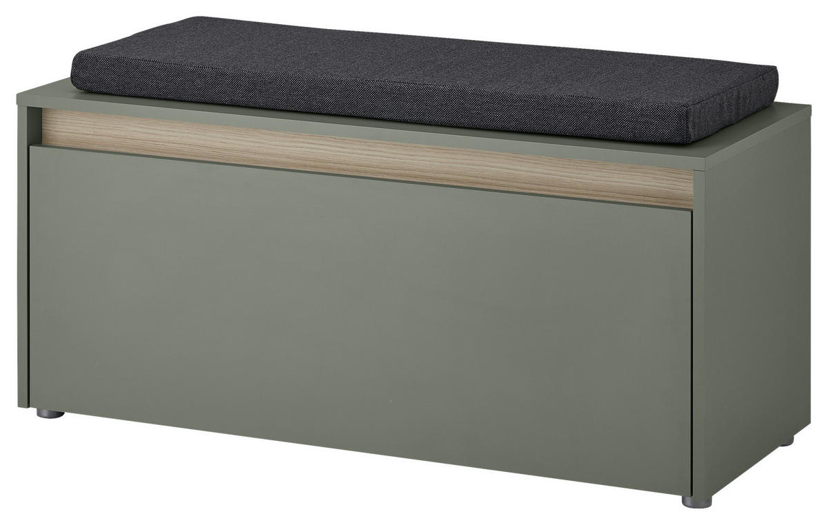 GARDEROBENBANK  in 100/45/40 cm  - Eichefarben/Salbeigrün, Design, Kunststoff/Textil (100/45/40cm) - Modante