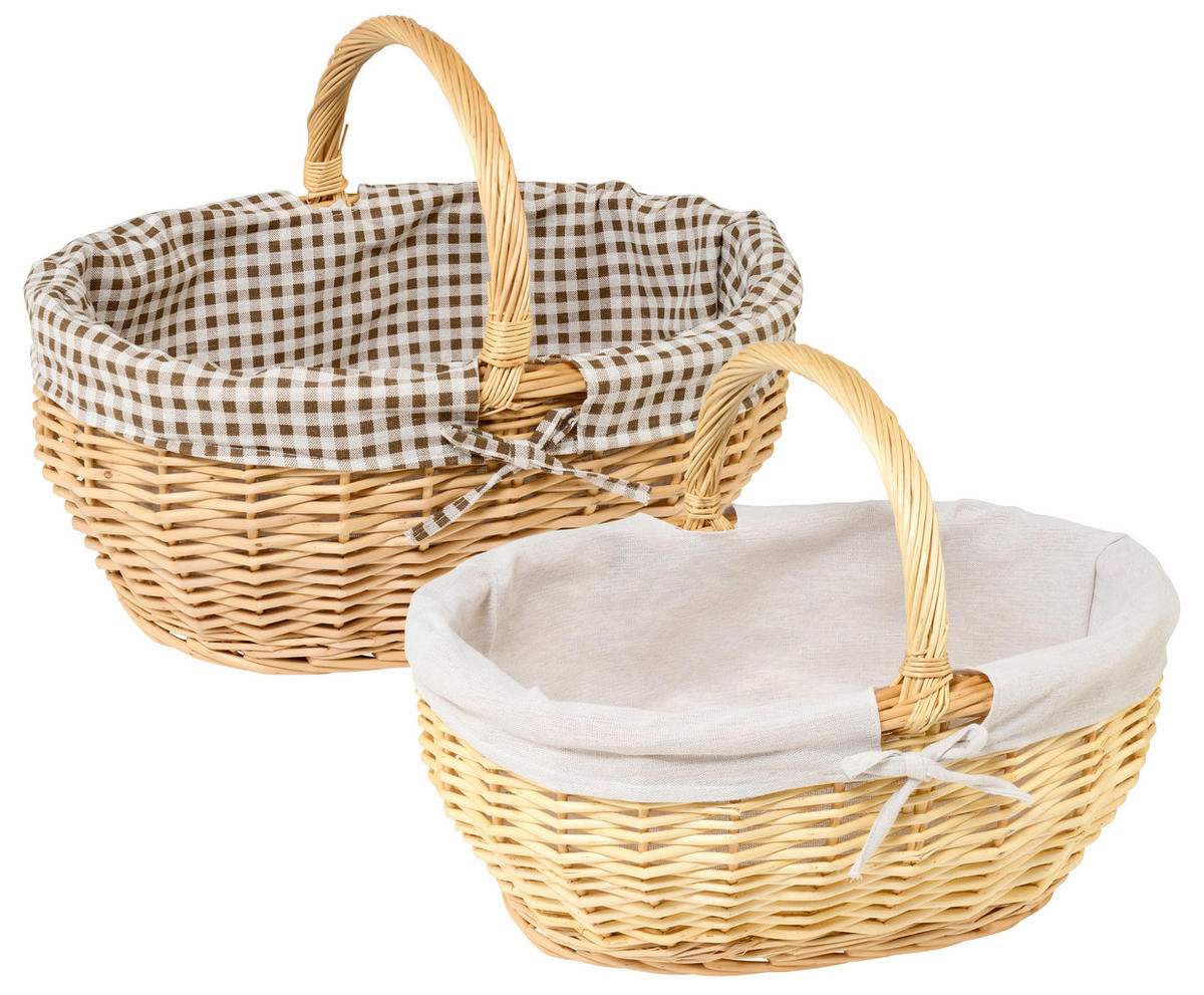 EINKAUFSKORB  - Taupe/Beige, Natur, Holz/Textil (46/34/20(32)cm)