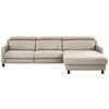 ECKSOFA in Echtleder Greige  - Greige/Schwarz, Design, Leder/Metall (291/176cm) - Valdera