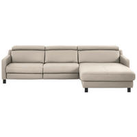 ECKSOFA in Echtleder Greige  - Greige/Schwarz, Design, Leder/Metall (291/176cm) - Valdera