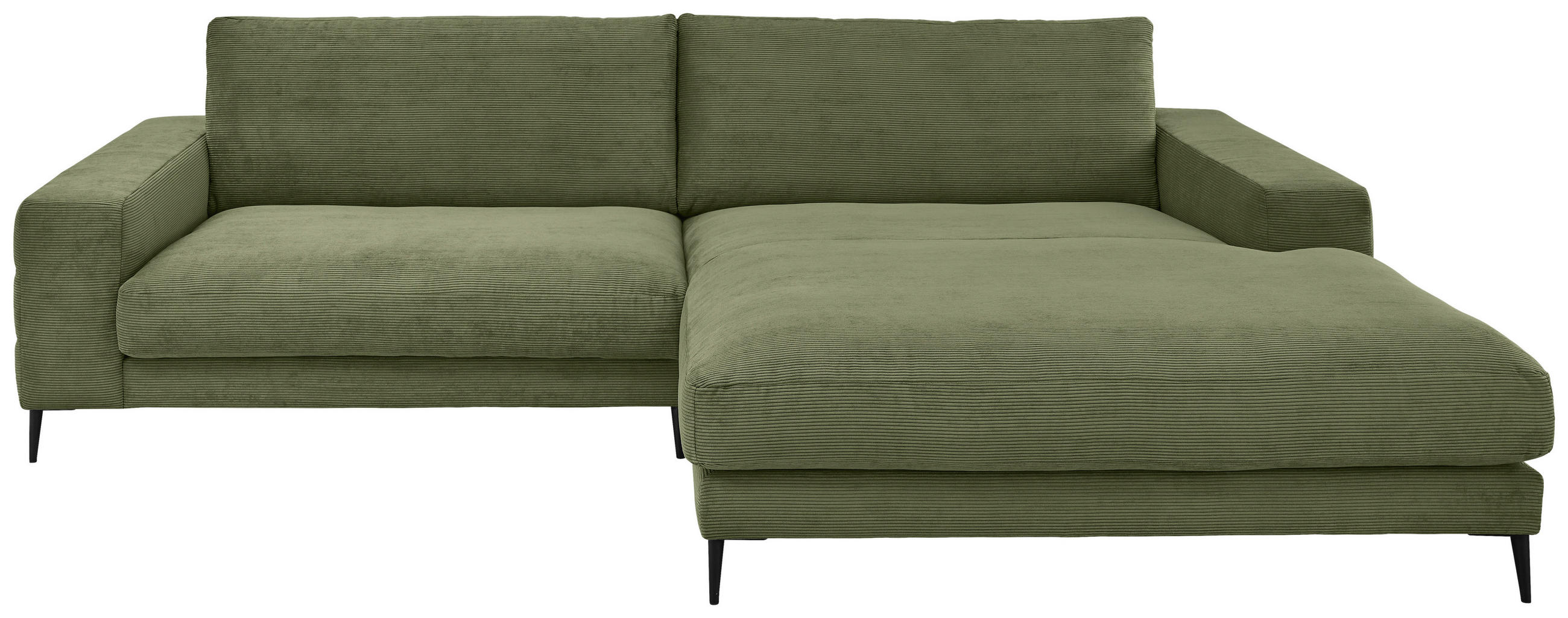 ECKSOFA Badia Base Dunkelgrün Feincord  - Dunkelgrün/Schwarz, Design, Textil/Metall (293/207cm) - Dieter Knoll
