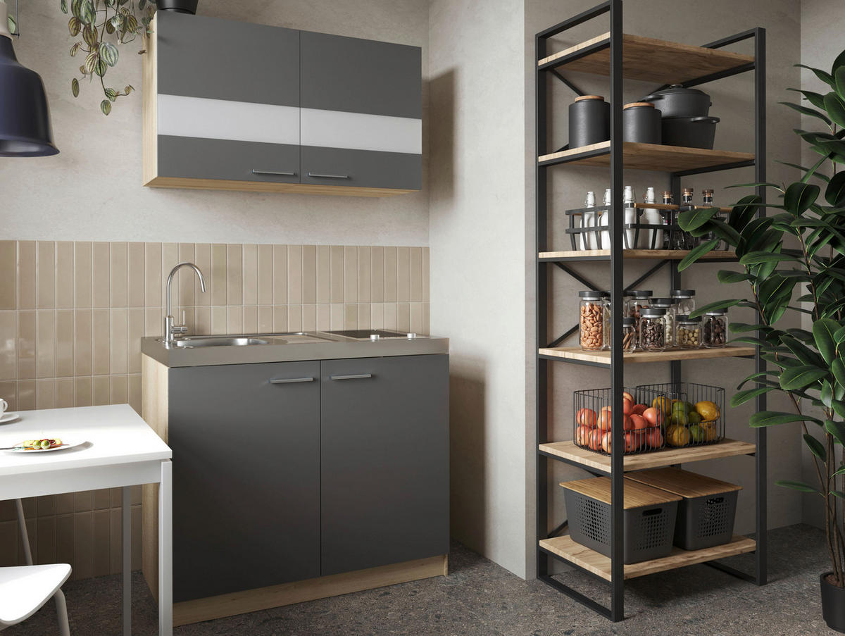MINIKÖK 100 cm   i grå, ekfärgad  - silver/grå, Basics, metall/trämaterial (100cm) - Respekta