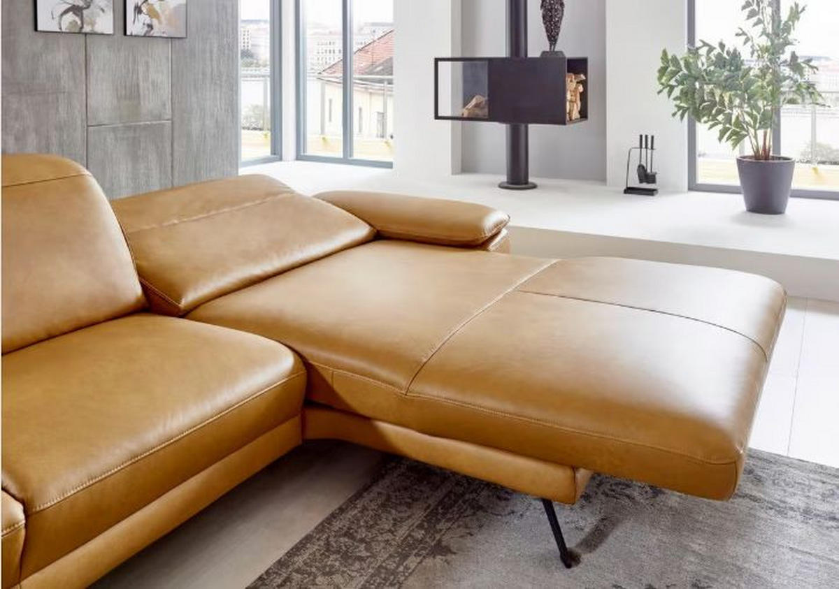 KUTNA GARNITURA koža    - crna, Design, koža/metal (332/229cm) - Beldomo Style