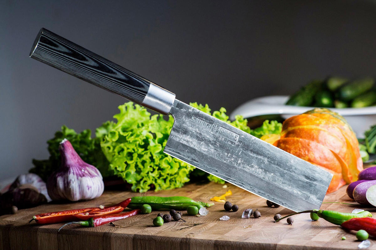 KUHARSKI NOŽ  SUPER 5        31.5 cm    jeklo - srebrne barve/črna, Basics, kovina/leseni material (31.5cm) - Samura