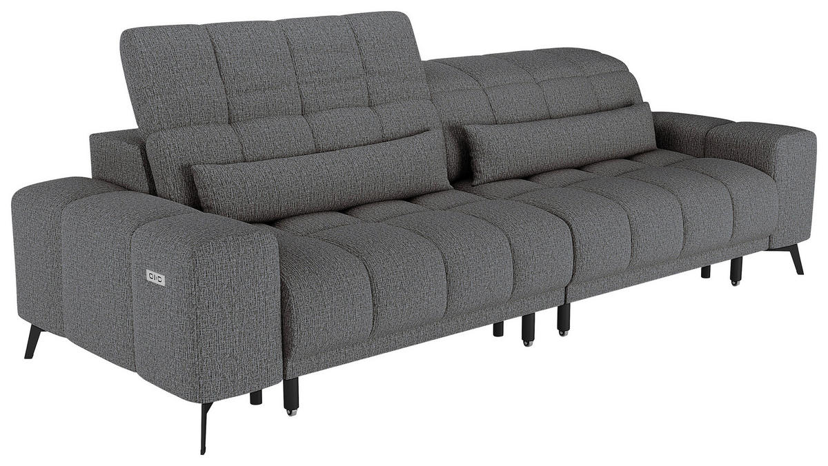 BIGSOFA Chenille Anthrazit  - Anthrazit/Schwarz, MODERN, Textil/Metall (300/112/121cm) - Xora