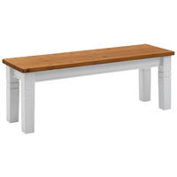SITZBANK 130/46/40 cm Weiß, Bernsteinfarben Kiefer massiv  - Bernsteinfarben/Weiß, ROMANTIK / LANDHAUS, Holz (130/46/40cm) - Boxxx