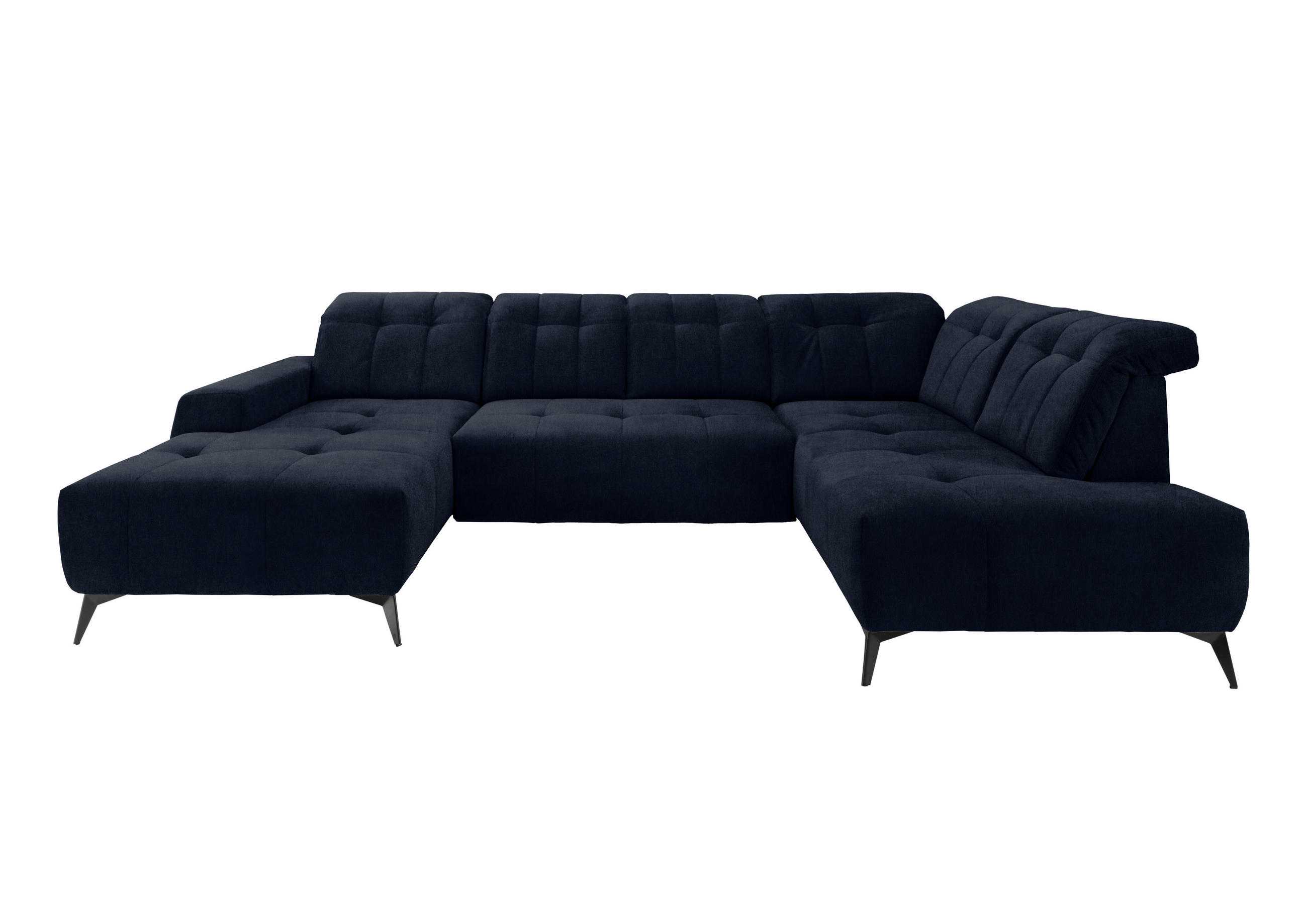 WOHNLANDSCHAFT Dunkelblau Mikrofaser  - Schwarz/Dunkelblau, MODERN, Textil/Metall (180/337/200cm) - Livetastic