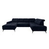 WOHNLANDSCHAFT Dunkelblau Mikrofaser  - Schwarz/Dunkelblau, MODERN, Textil/Metall (180/337/200cm) - Livetastic