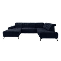 WOHNLANDSCHAFT in Mikrofaser Dunkelblau  - Schwarz/Dunkelblau, Modern, Textil/Metall (180/337/200cm) - Livetastic