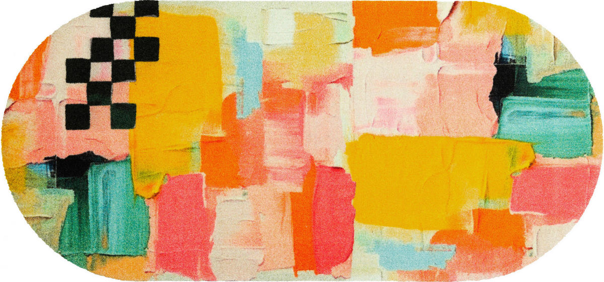 LÄUFER 70/150 cm Paintshape Gelb  - Gelb, Trend, Kunststoff/Textil (70/150cm) - wash+dry