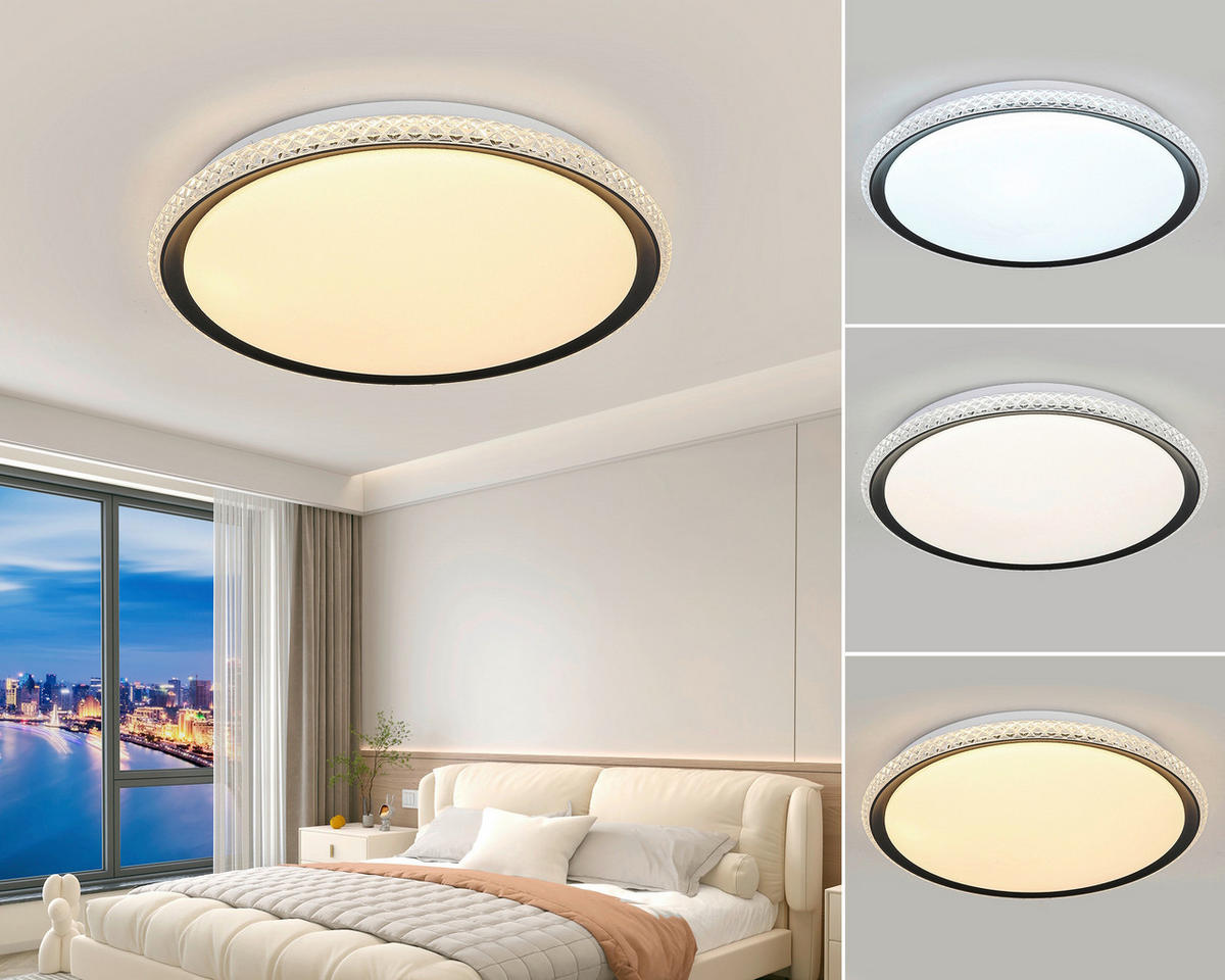 DECKENLEUCHTE  40/6 cm    - Transparent/Schwarz, Trend, Kunststoff/Metall (40/6cm) - Novel